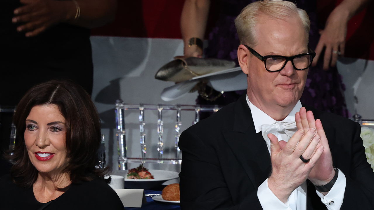 Comedian Jim Gaffigan makes a surprise attack on Harris for skipping the Catholic Met Gala.