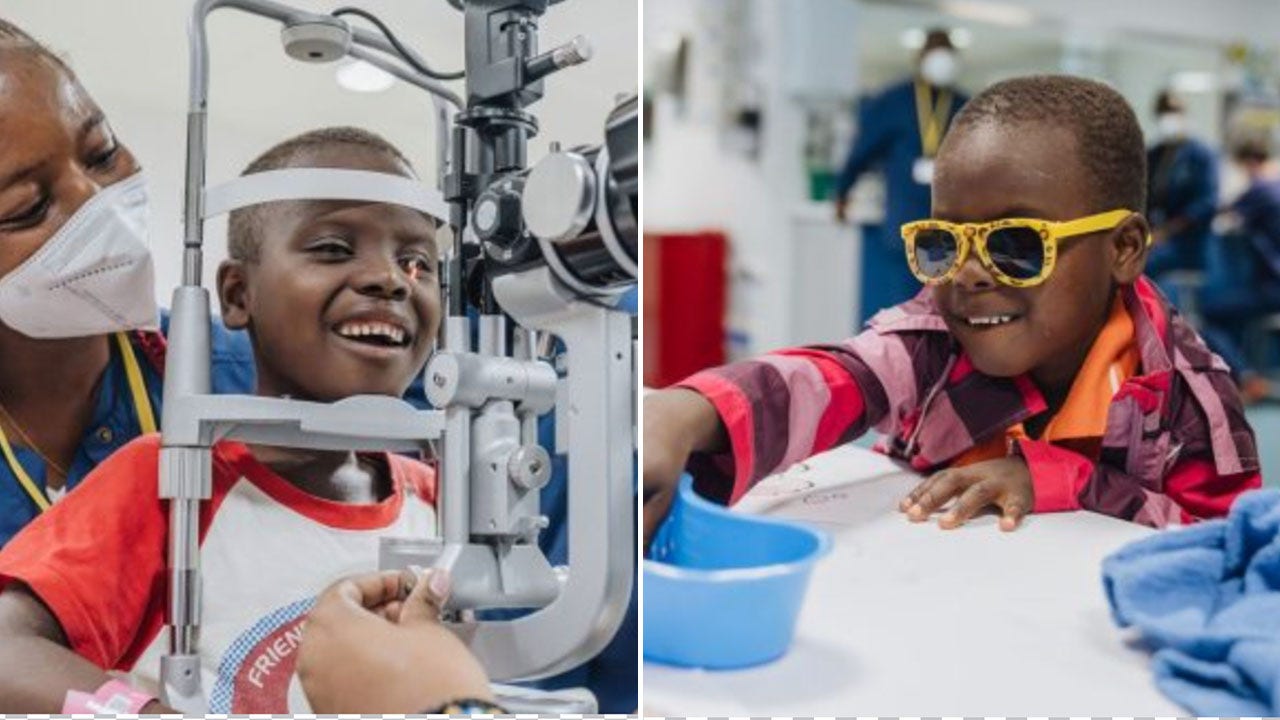 A 7-year-old boy in West Africa who was going blind can now see again, thanks to life-changing eye surgery provided by the Mercy Ships charity. (SWNS)