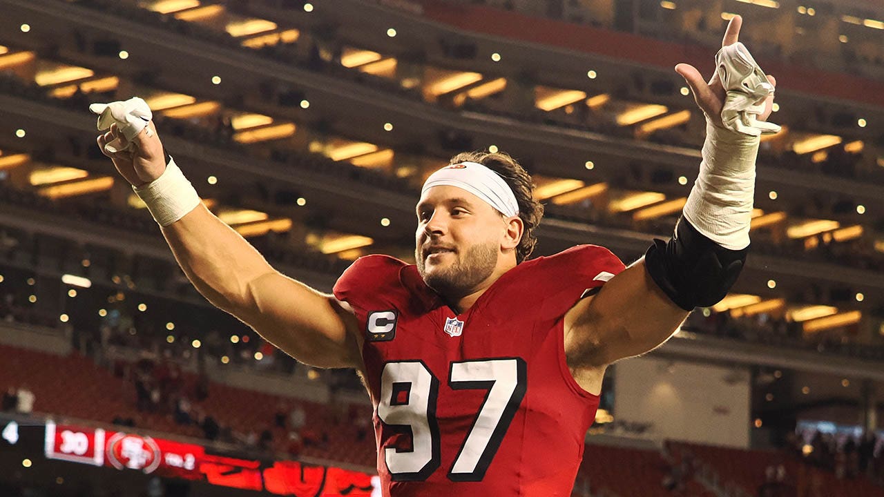 49ers’ Nick Bosa crashes Brock Purdy’s interview wearing Make America Great Again hat