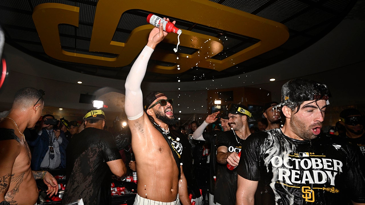 Padres’ Fernando Tatis Jr. dances shirtless in the locker room after winning the wild-card series