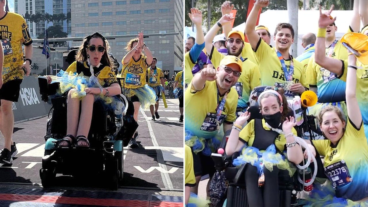 Woman with muscular dystrophy completes 12 marathons in wheelchair for charity