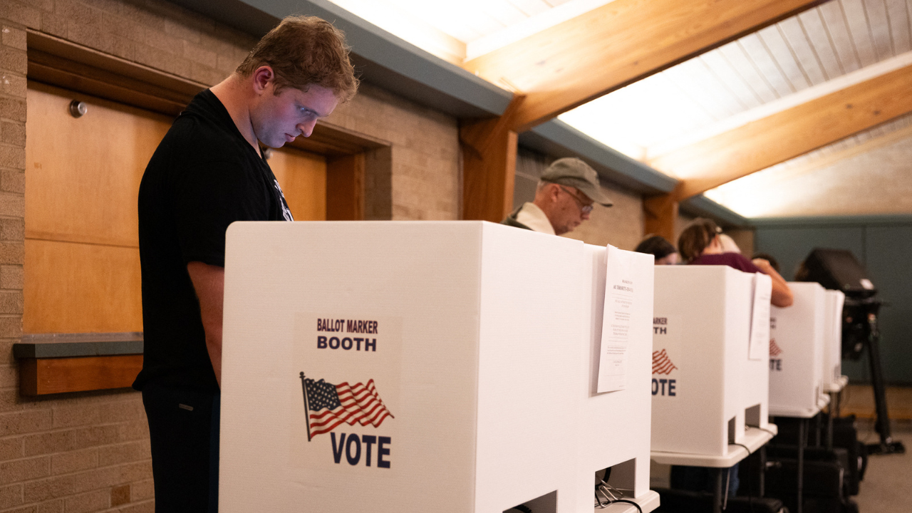 Voters fill out their ballots on Election Day in Columbus, Ohio on Nov. 7, 2023. (Getty Images)
