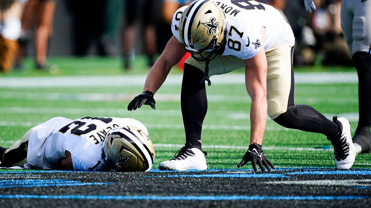 Saints’ Chris Olave takes crushing hit vs Panthers, stretchered off the field