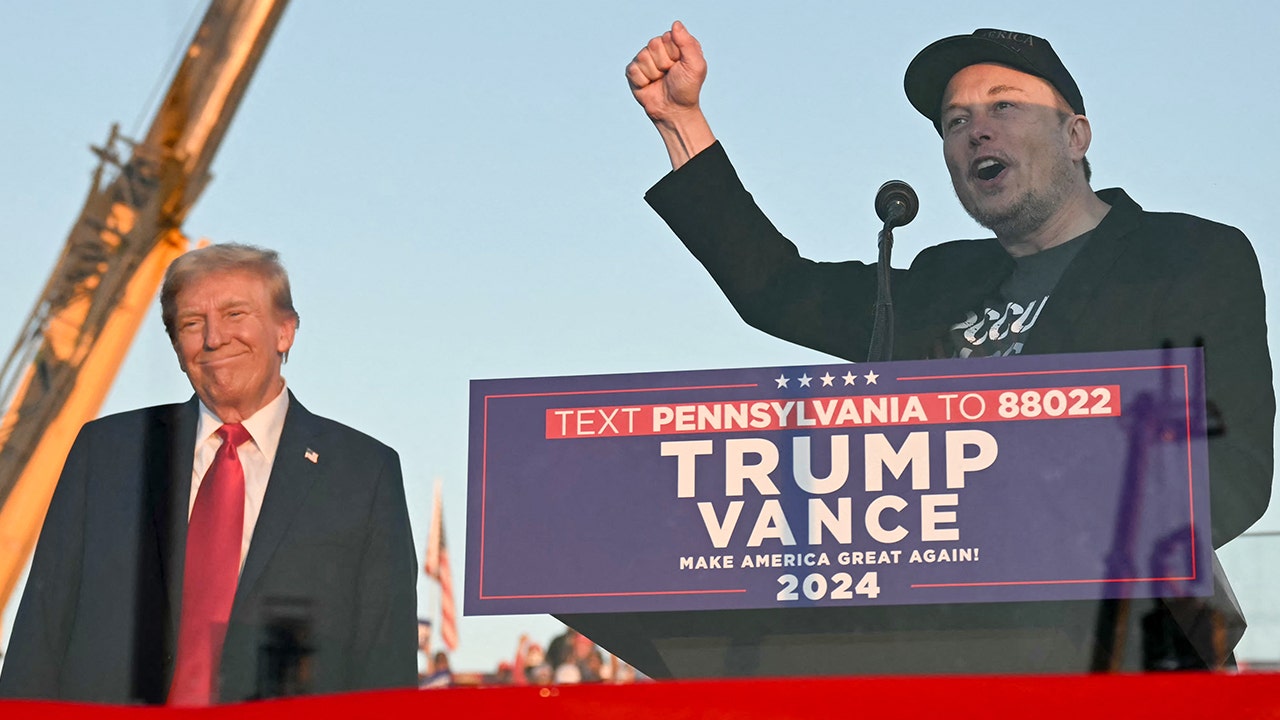 Tesla CEO Elon Musk speaks on stage as he joins former U.S. President and Republican presidential candidate Donald Trump during a campaign rally at site of his first assassination attempt in Butler, Pa. on Oct. 5, 2024. (JIM WATSON/AFP via Getty Images)