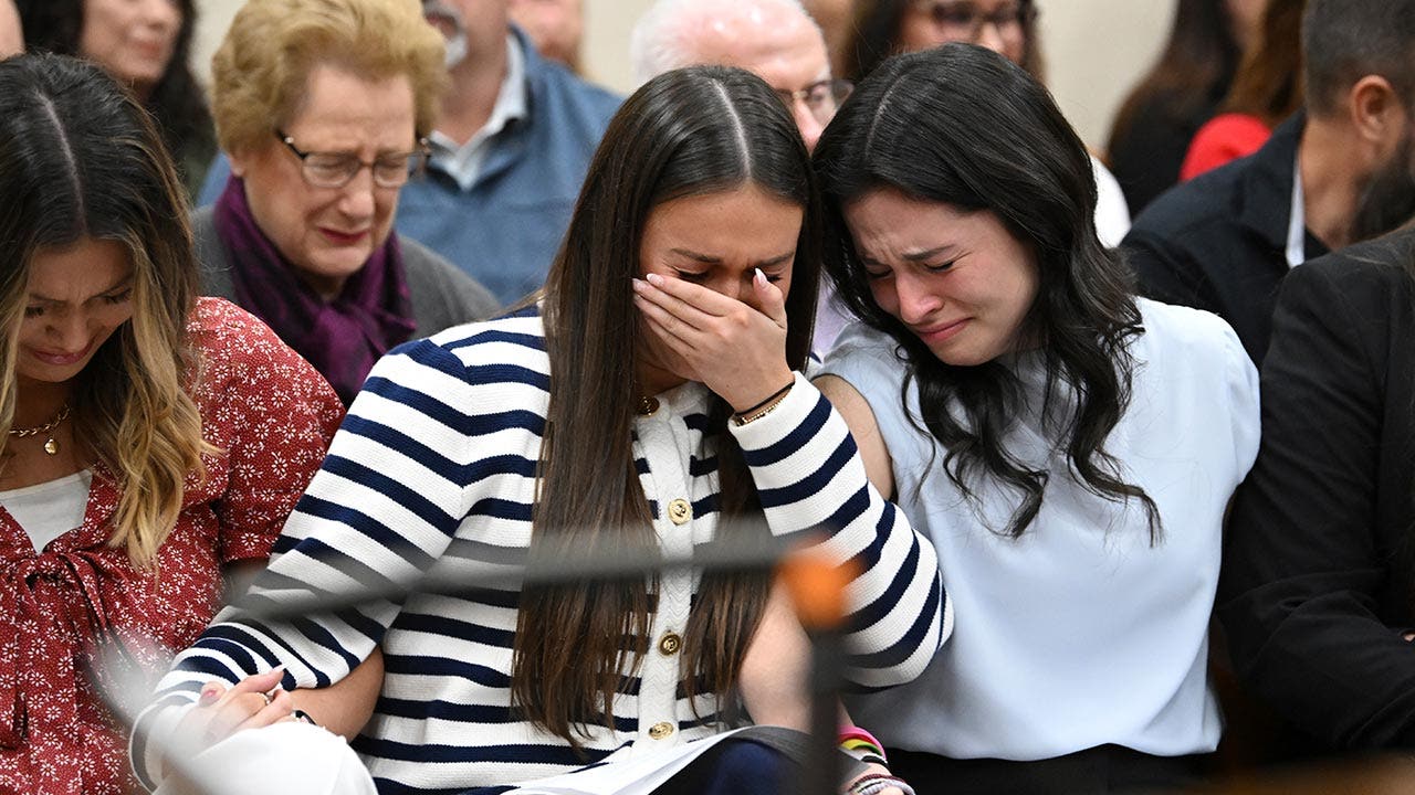 From left, Connolly Huth, roommate of Laken Riley, Lauren Phillips, sister of Laken Riley, and Sofia Magana, roommate of Laken Riley, react as Superior Court Judge H. Patrick Haggard announces the verdict during a trial of Jose Ibarra at Athens-Clarke County Superior Court, Wednesday, Nov. 20, 2024, in Athens, Ga. (Hyosub Shin/Atlanta Journal-Constitution via AP, Pool)