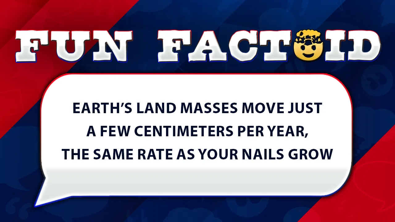 Fun Facts: Continents move about the same rate as fingernails grow