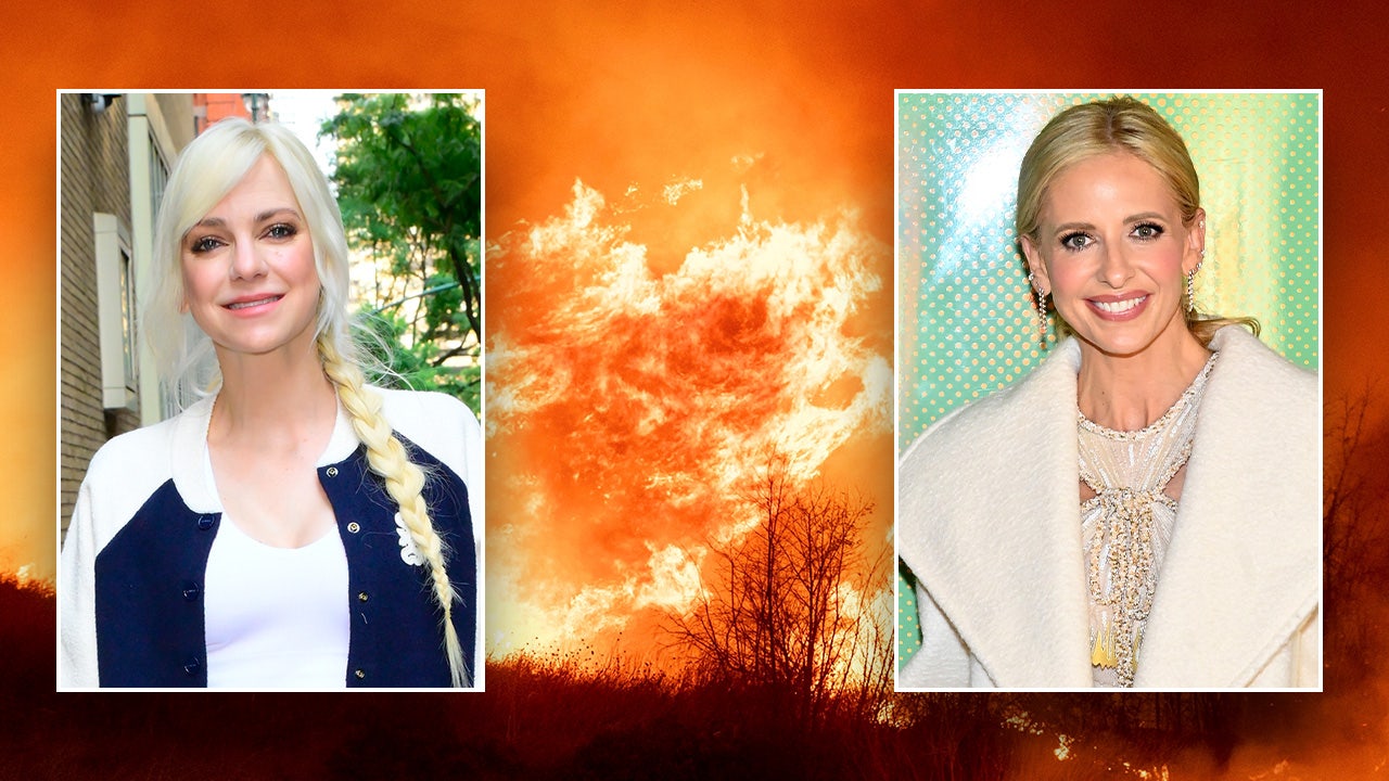 Anna Faris' house was destroyed in the fires; Sarah Michelle Gellar called out leadership in Los Angeles as thousands of residents evacuated. (Raymond Hall/GC Images; Roy Rochlin/Getty Images for Paramount+; AP Photo/Ethan Swope)