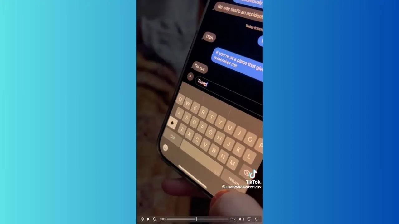 Screengrab of TikTok video showing iPhone voice-to-text feature typing 