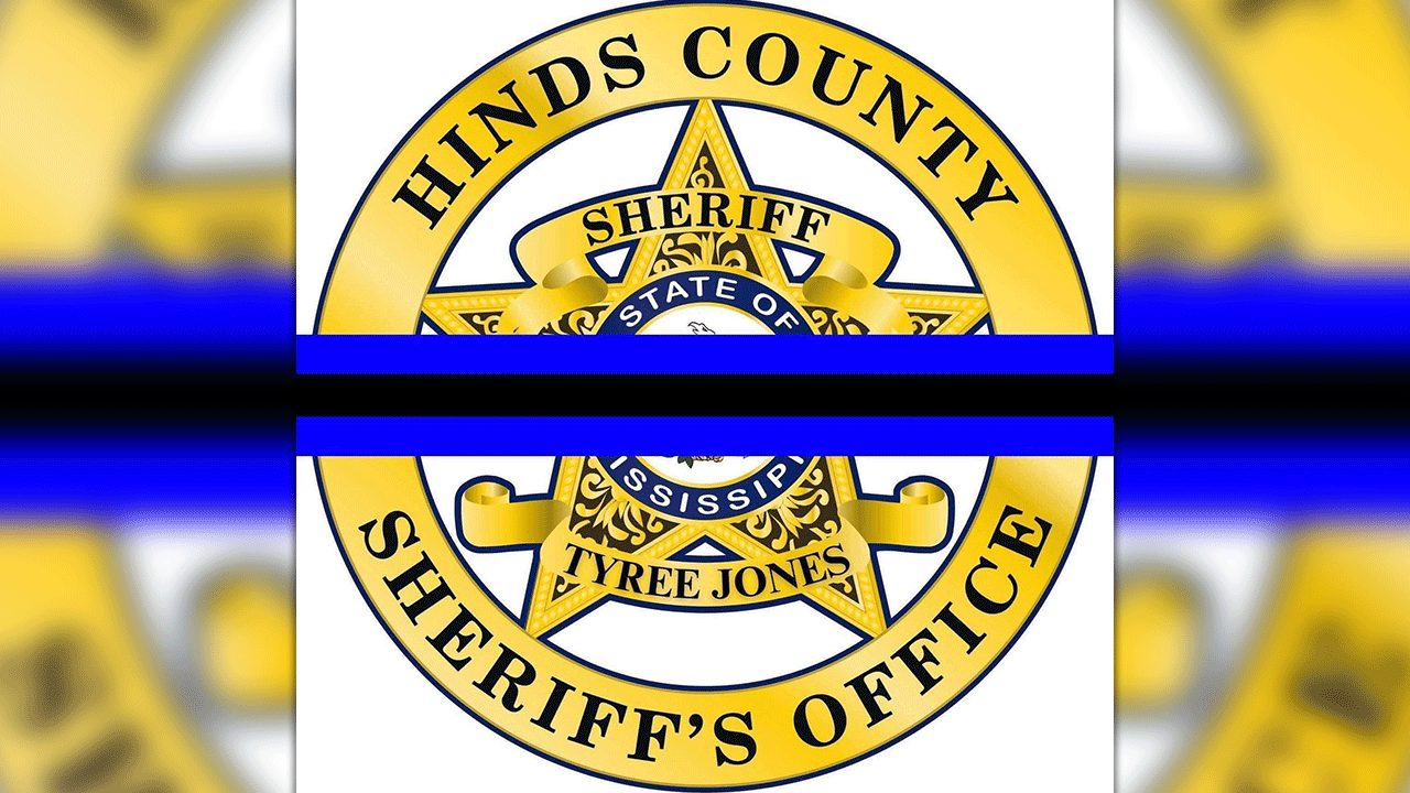 La insignia del sheriff del condado de Hinds es una línea azul delgada