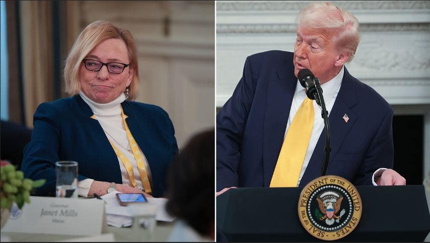 Maine Gov. Janet Mills and President Donald Trump at the White House on Friday. (Getty Images)