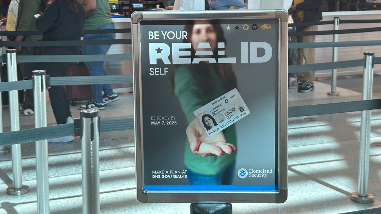 REAL ID sign in an airport as impending REAL ID requirements loom. (Fox News Digital)