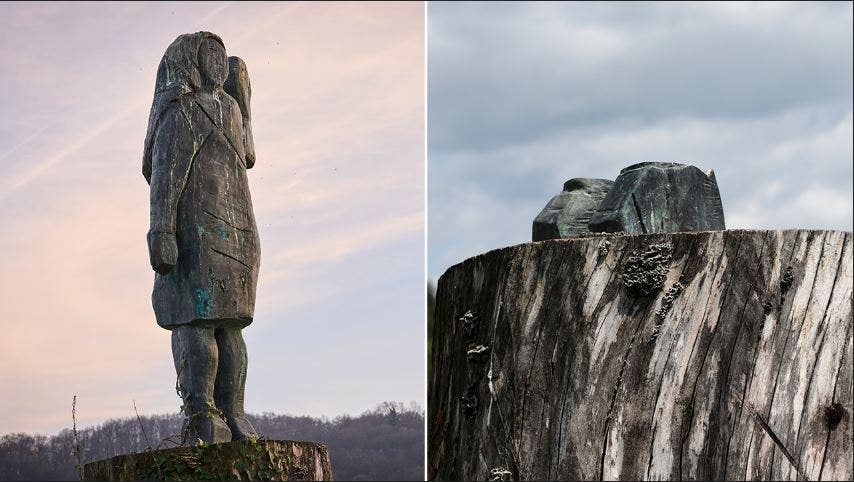 Melania Trump statue sawed off at the ankles and stolen in Slovenia Melania Trump statue sawed off at the ankles and stolen in Slovenia