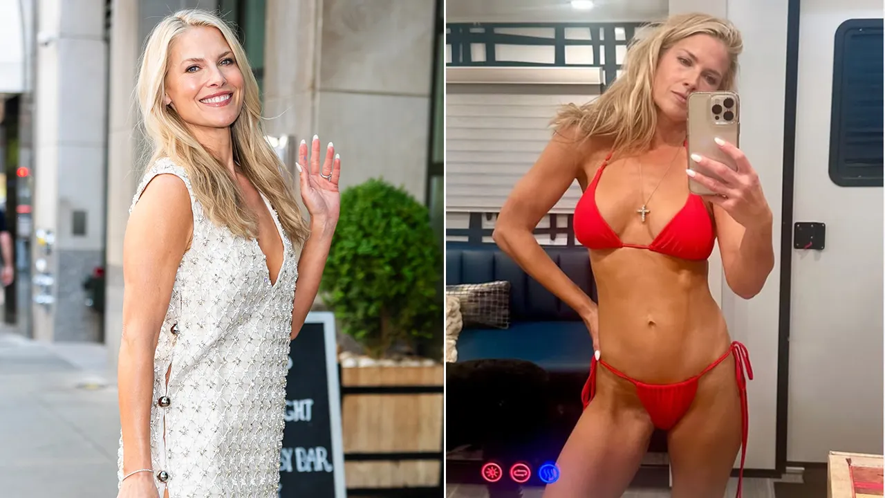 Larter shared a photo of herself in a red bikini to Instagram on Monday. (TheStewartofNY/GC Images; Ali Larter/Instagram)