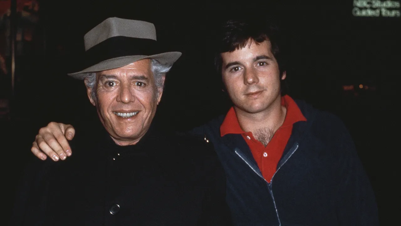 Desi Arnaz (1917-1986) with his son, actor Desi Arnaz Jr., at the NBC Studios in New York City, circa 1980. (Getty Images)