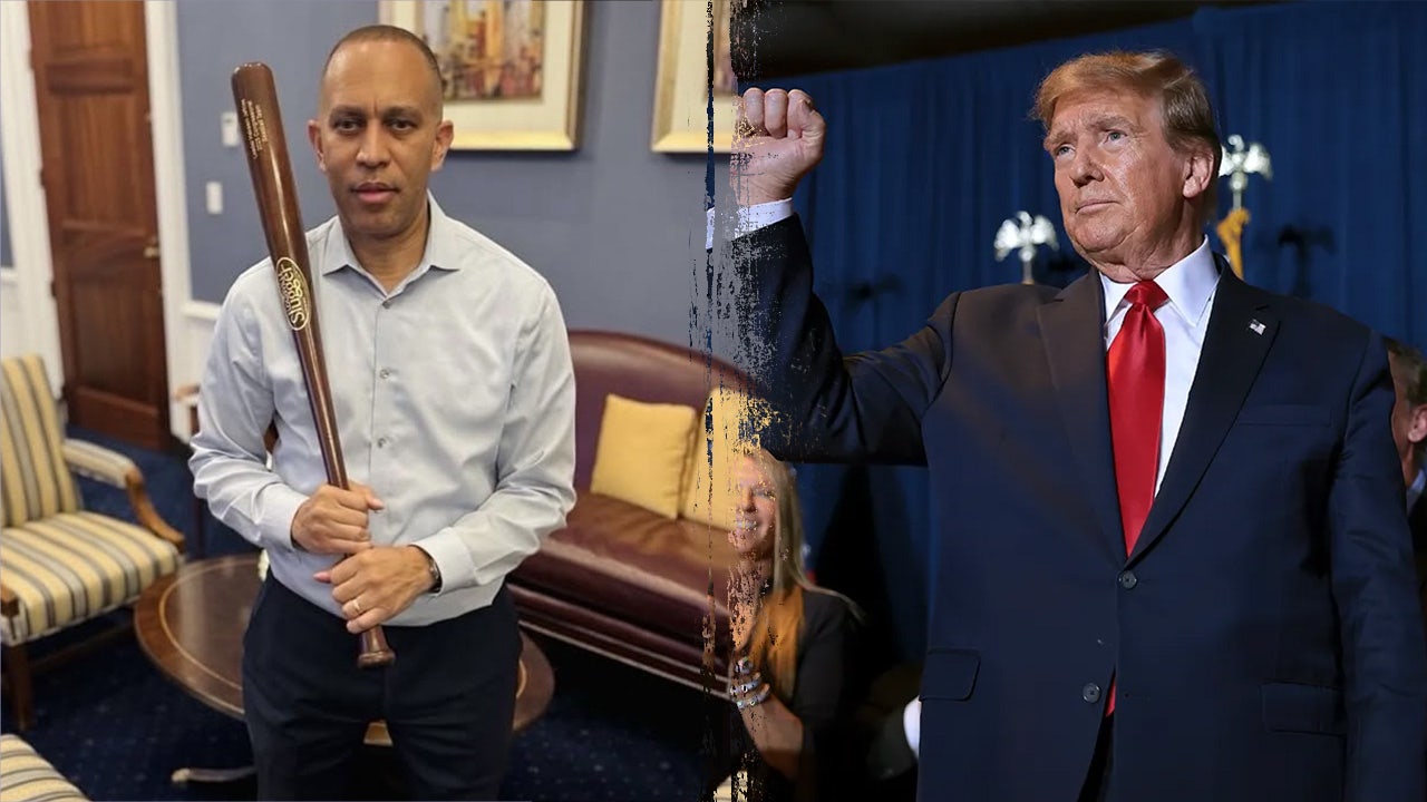 Jeffries sparks social media firestorm with ‘low energy’ pic holding baseball bat opposing Trump bill