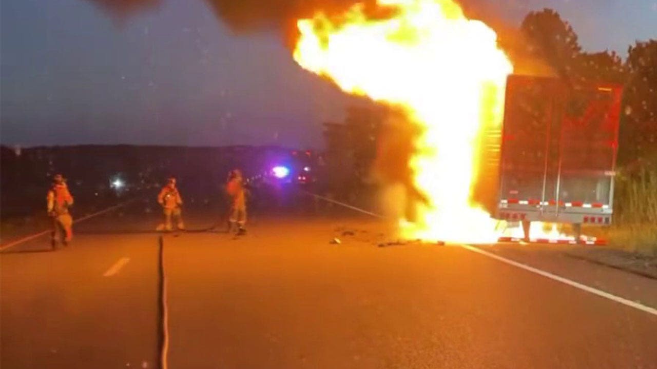 Vegan firefighter hoses down burning tractor-trailer carrying 40,000 pounds of rib-eye steaks: ‘Total loss’