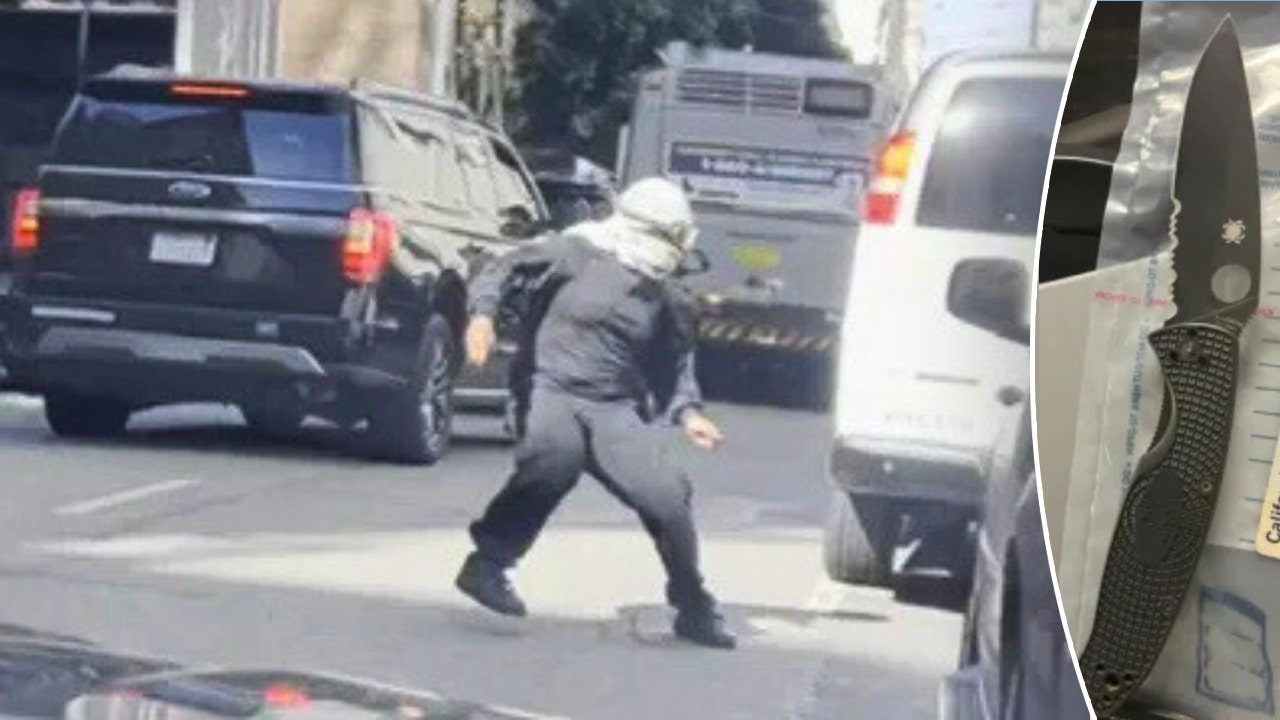 Keffiyeh-clad anti-ICE protester threatens to stab agent, harm family in San Francisco mob attack