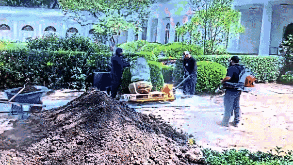 White House security footage reveals Rose Garden stone damage allegedly caused by subcontractor equipment