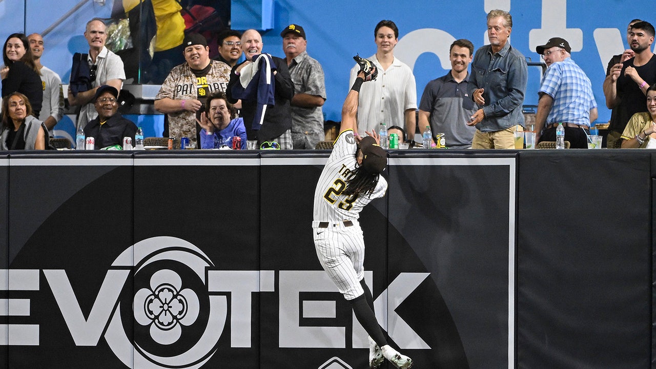 Padres’ Fernando Tatis Jr makes incredible catch at wall, but Reds catcher gets last laugh
