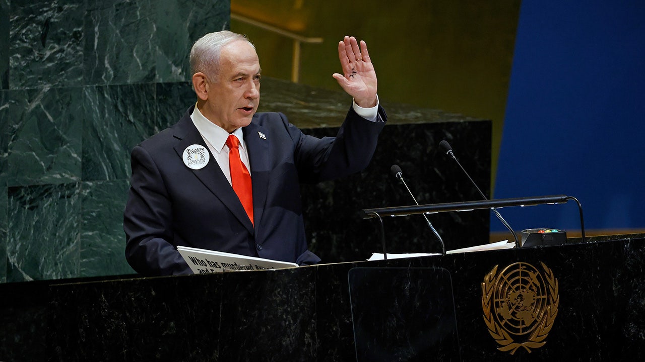 Prime Minister of Israel Benjamin Netanyahu speaks during the 80th session of the UN's General Assembly (UNGA) at the United Nations headquarters on September 26, 2025 in New York City. World leaders convened for the 80th Session of UNGA, with this year's theme for the annual global meeting being 