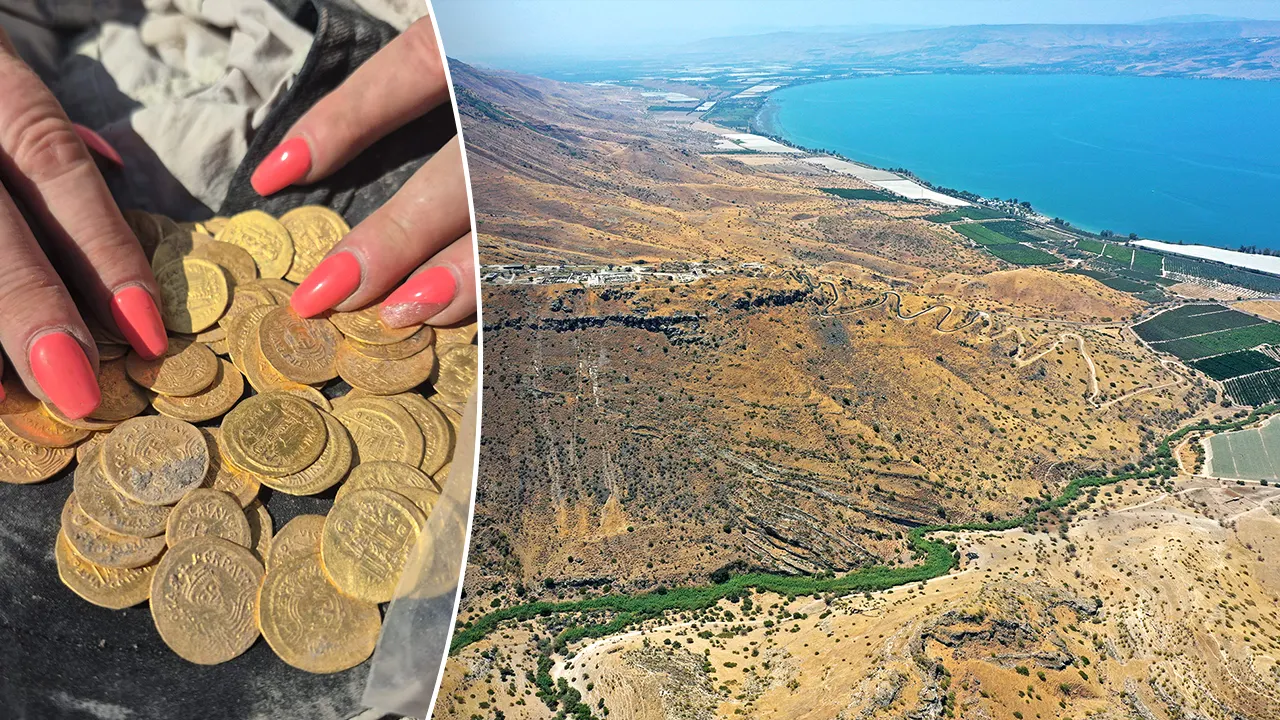 Ancient treasure of gold coins, jewelry unearthed by archaeologists near Sea of Galilee Ancient treasure of gold coins, jewelry unearthed by archaeologists near Sea of Galilee