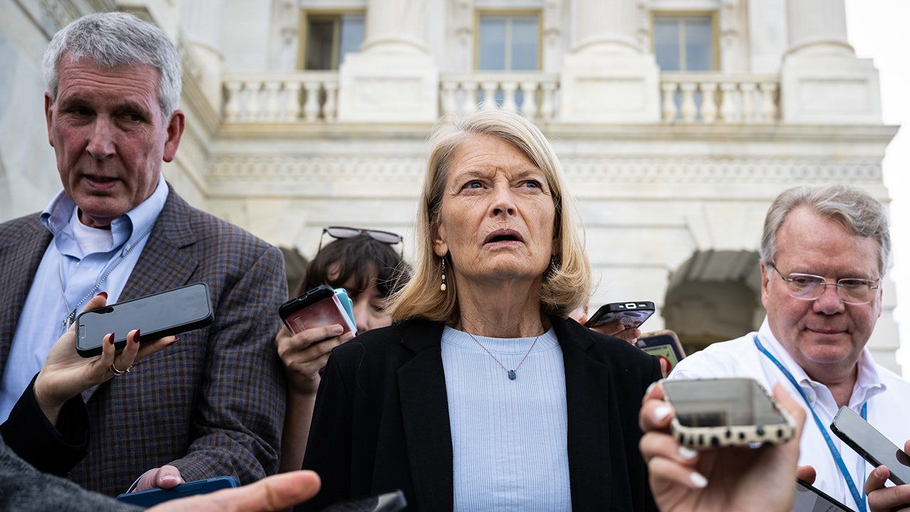 Sen. Lisa Murkowski, a Republican from Alaska, speaks to members of the media following a vote outside the Capitol in Washington, D.C., on Friday, Oct. 3, 2025. (Graeme Sloan/Getty Images)