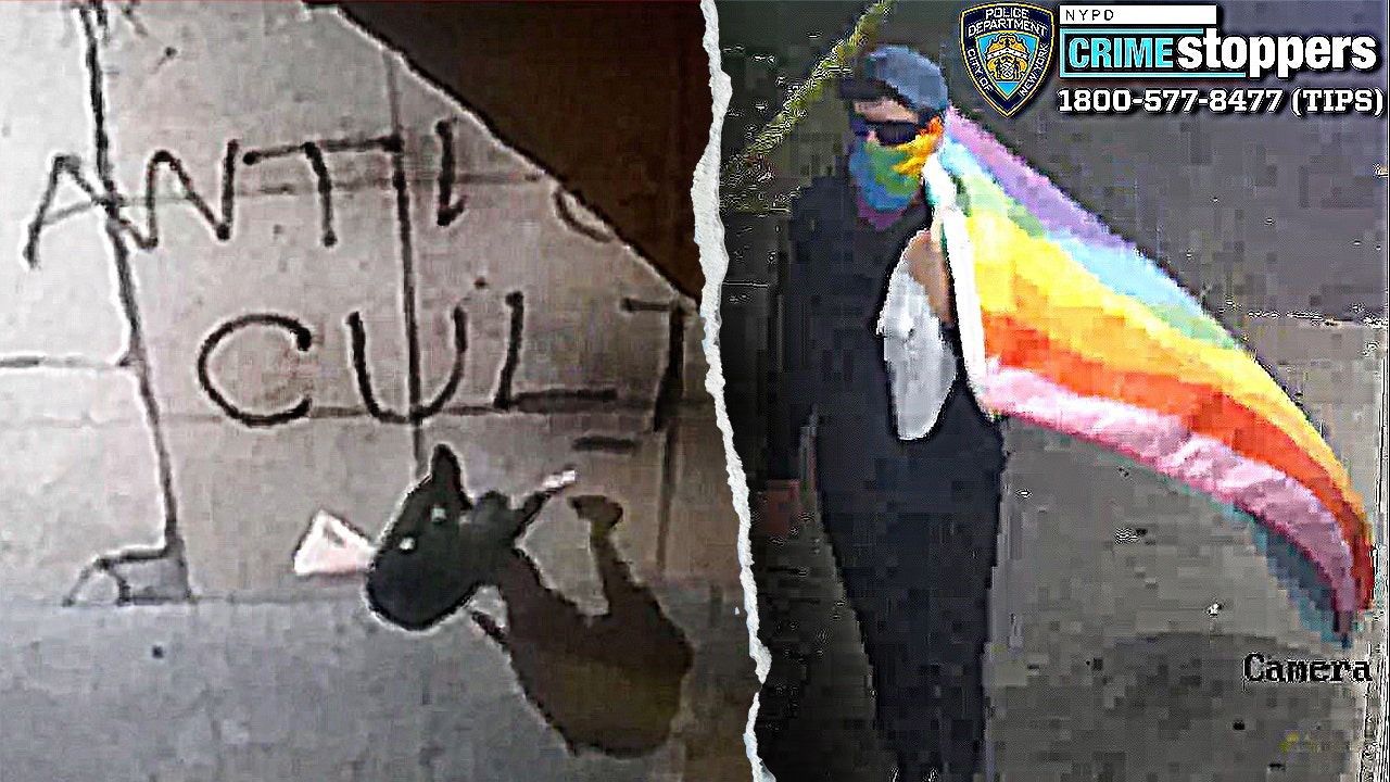 Pride-flag-carrying suspect accused of scrawling ‘anti-Christian statements’ on 3 NYC churches