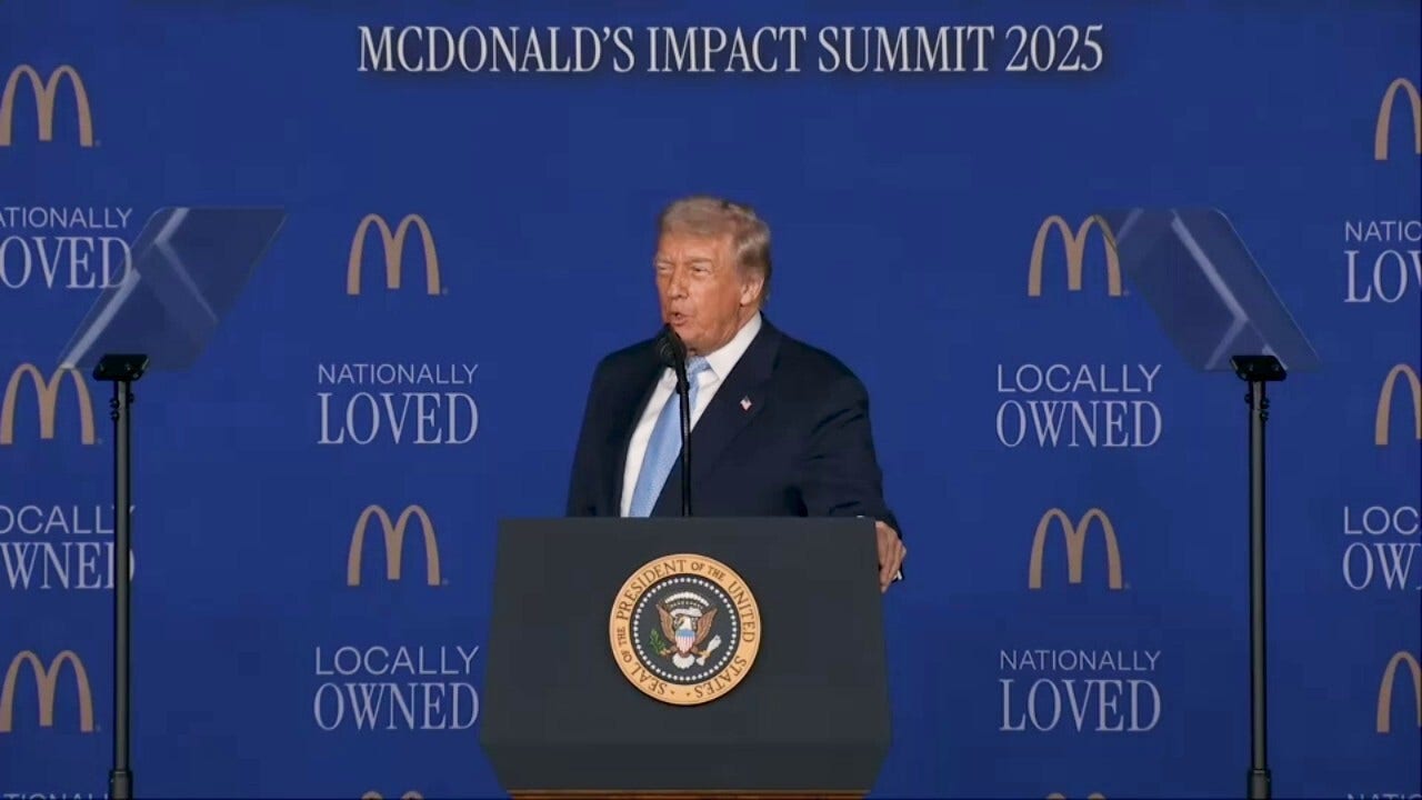 President Donald Trump speaks at the McDonald's Impact Summit on Monday, Nov. 17, 2025, in Washington, D.C. (Fox News)
