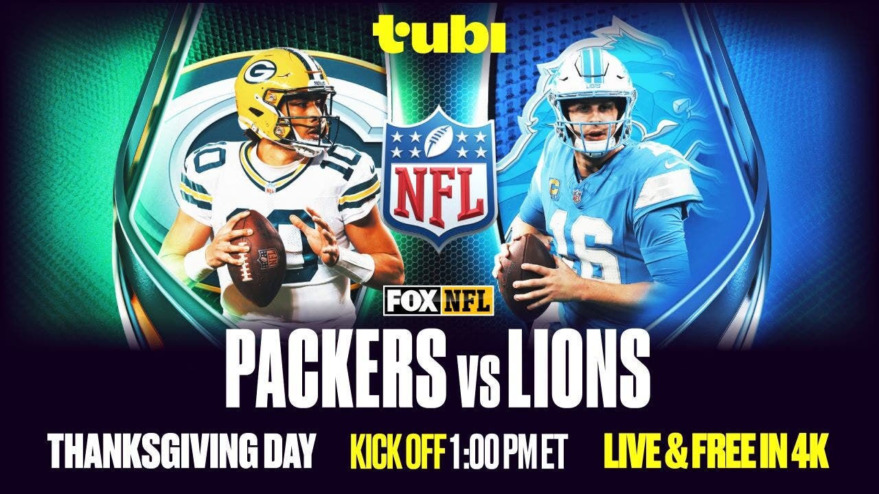 The Green Bay Packers visit the Detroit Lions on Thanksgiving Day. Watch the NFL action live and for free in 4k on Tubi. (Tubi)