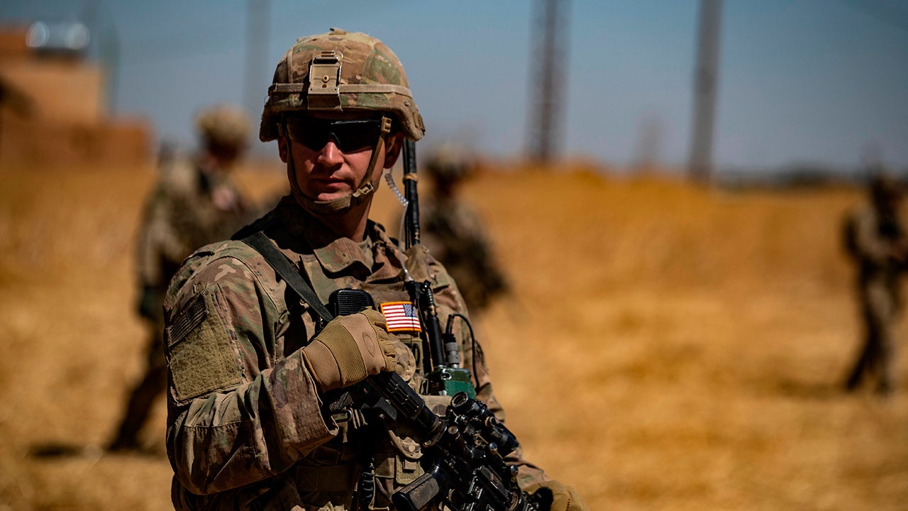 A U.S. soldier takes part in a joint patrol with Turkish troops in the Syrian village of al-Hashisha on the outskirts of Tal Abyad town along the border with Turkish troops, on Sept. 8, 2019. (DELIL SOULEIMAN/AFP via Getty Images)