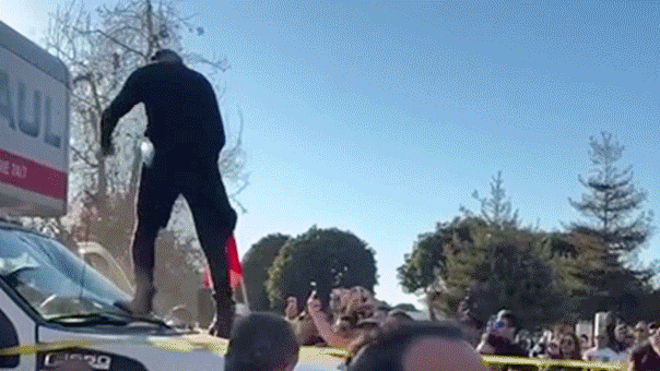 LA protesters swarm U-Haul truck that drove through anti-Iranian regime gathering