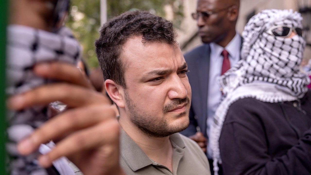 Mahmoud Khalil attends a vigil and protest for Gaza outside Columbia University in New York City, Oct. 7, 2025. (Adam Gray/Getty Images)