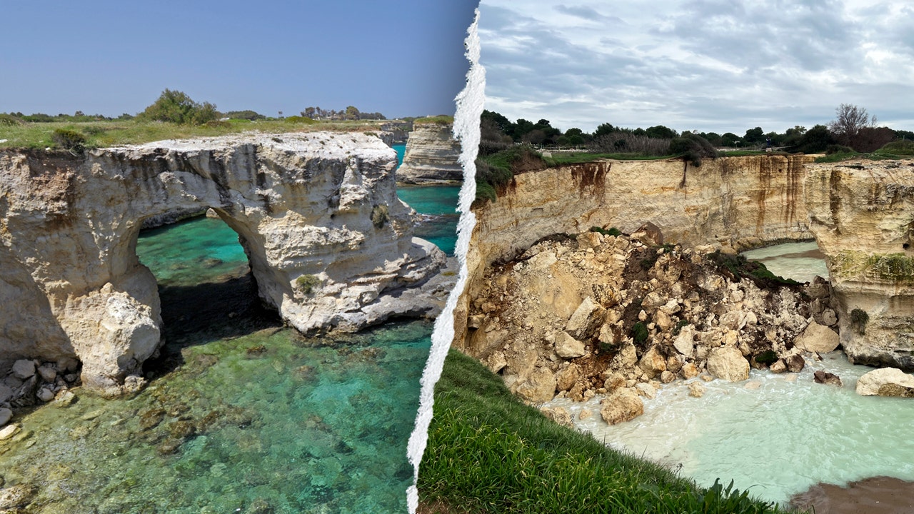 انهيار قوس “العشاق” في إيطاليا في يوم عيد الحب بسبب سوء الأحوال الجوية