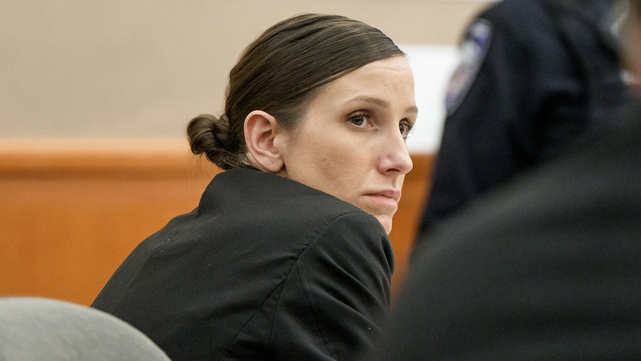 Kouri Richins looks on during her murder trial at the Summit County Courthouse in Park City, Utah, Monday, Feb. 23, 2026. (Spenser Heaps/AP Photo, Pool)
