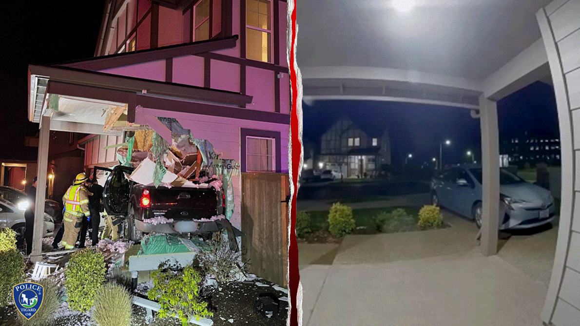 Truck launched 100 feet into air crashes through Oregon family home