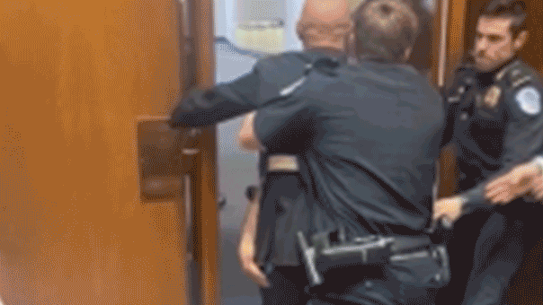 WATCH: Navy SEAL-turned-senator tackles 'unhinged' protester during chaotic hearing