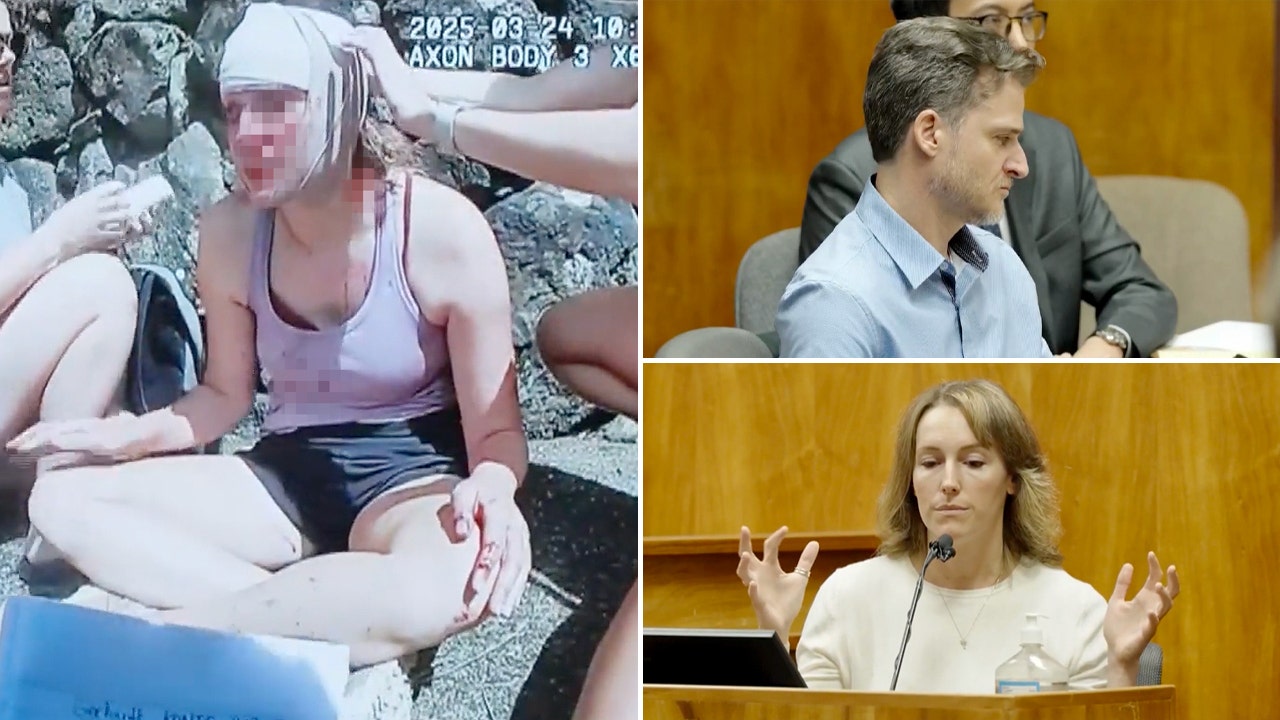 هيئة المحلفين في محاكمة القتل في ماوي تنظر إلى الكاميرا الجسدية لمتنزه ملطخ بالدماء بعد الهجوم المزعوم