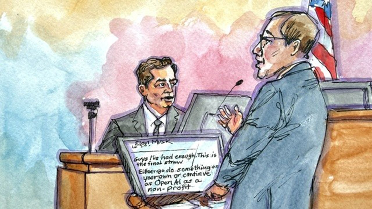 Elon Musk testifies during the OpenAI trial in Oakland, Calif., on April 29, 2026. (Vicki Behringer)