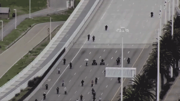Video shows bridge turn into burnout bonanza in stunt-happy takeover – police swoop in to cuff road rebels
