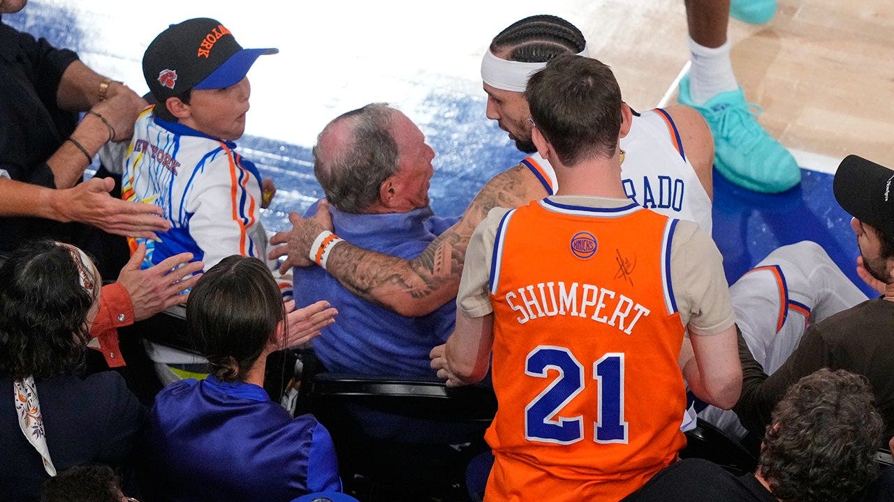 Knicks guard nearly wipes out Michael Bloomberg diving for loose ball during NBA Finals Game 3 Knicks guard nearly wipes out Michael Bloomberg diving for loose ball during NBA Finals Game 3