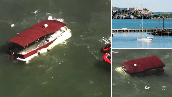 One missing, multiple rescued after pontoon boat catches fire near Alcatraz