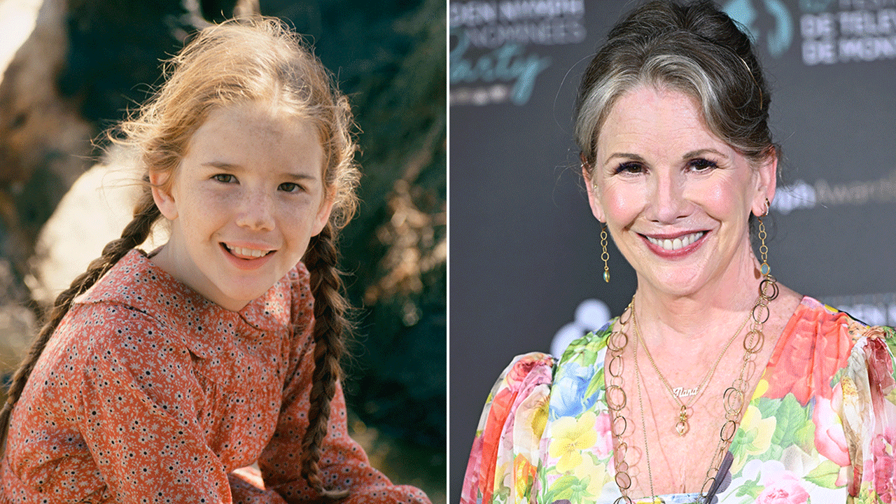 A split of Melissa Gilbert on Little House and now