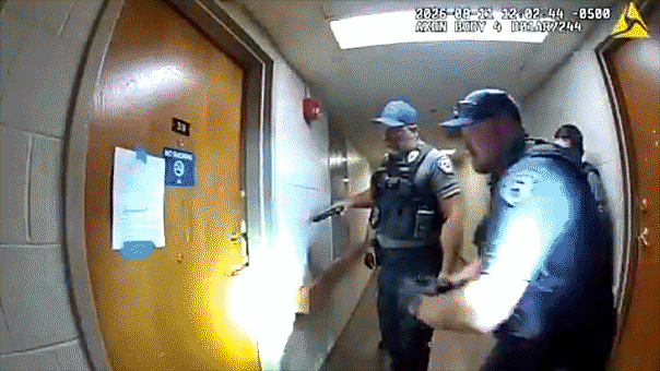 WATCH: Man accused of aiming flamethrower at officers serving eviction notice in wild bodycam video