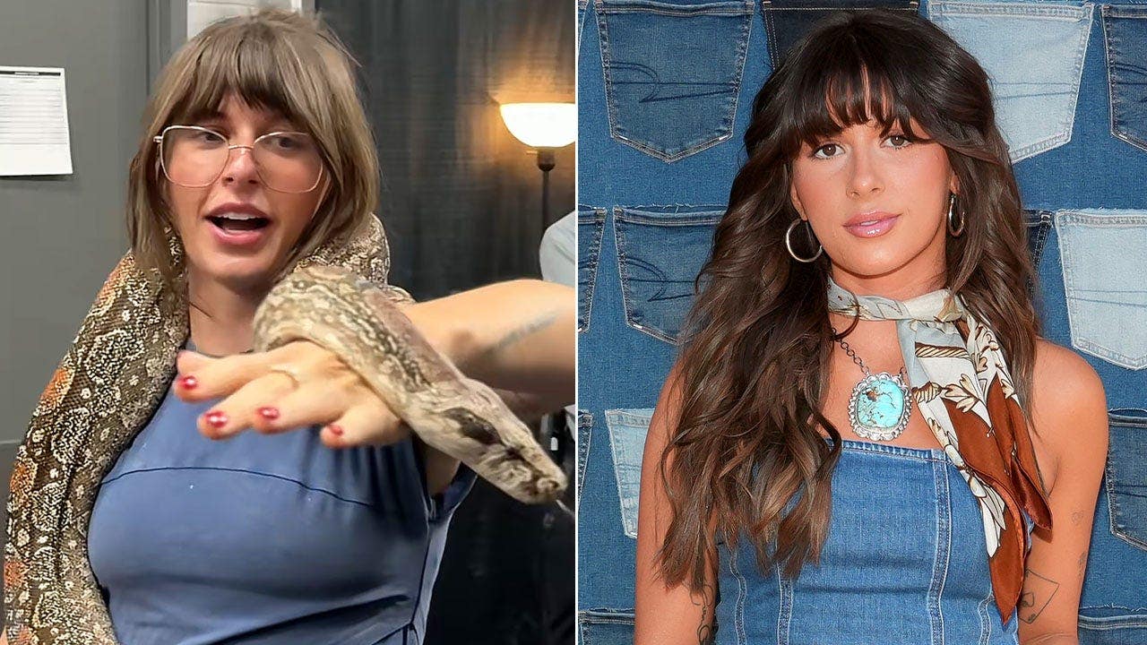 Country star Ella Langley faces fears holding boa constrictor Country star Ella Langley faces fears holding boa constrictor