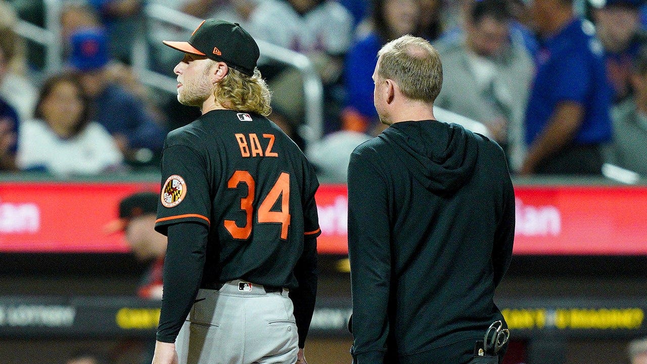 Orioles pitcher Shane Baz drilled with 105.1 mph line drive in scary scene Orioles pitcher Shane Baz drilled with 105.1 mph line drive in scary scene