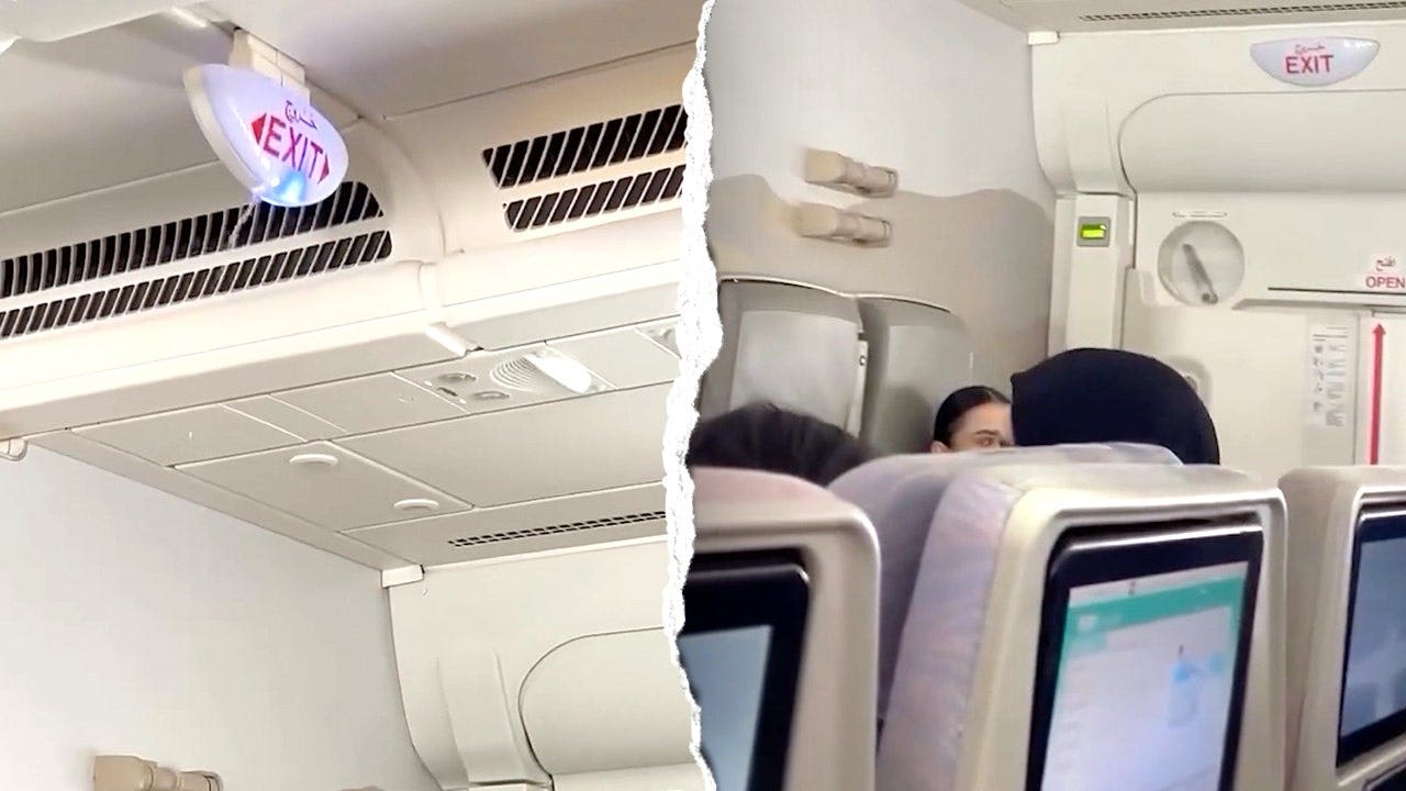 Water pours from plane ceiling, drenching passengers midflight in startling viral video Water pours from plane ceiling, drenching passengers midflight in startling viral video