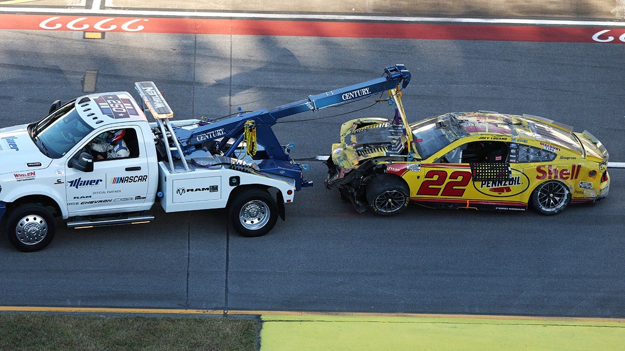 NASCAR’s Joey Logano rides on his roof, Riley Herbst nails wall at full speed in dangerous Talladega wreck