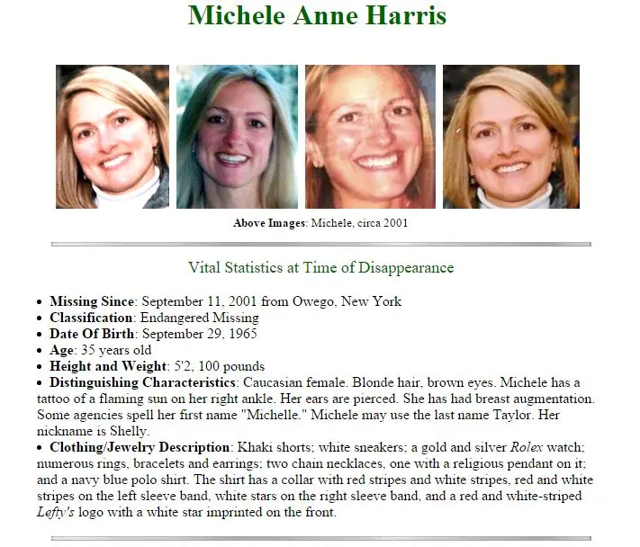 Missing Person Page Michelle Anne Harris